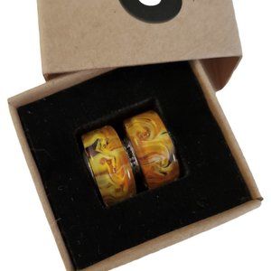 OHM Beads Yellow & Orange "Fireball" Beads - Two Beads